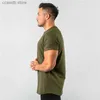 Men's T-Shirts New Fashion Plain Tops Tees Fitness Mens T Shirt Short Sleeve Muscle Joggers Bodybuilding Tshirt Male Gym Clothes Slim Fit Shirt T240105