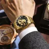 Montres-bracelets CHENXI Hommes Montres Top Clock Homme Mode Plein Acier Golden Quartz Montre Hommes Business Date Étanche