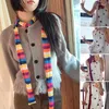 Scarves Y2k Harajuku Knitted Striped Scarf Casual Narrow Cotton Warm Designer Fashion Female Cosy Decorative Streetwear