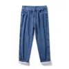 Jeans d'hiver pour hommes mode étudiant de rue Plus velours épaissi pantalon en Denim bleu ample Baggy pantalon droit jambe large S-3XL 240104