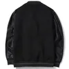 Skolteam Uniform Men Black Leather Hermes College Varsity Jacket quiltad Baseball Letterman Coat Plus Size S-6XL 240104