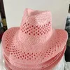 Berets Rose Weave Hollow Western Cowboy Chapéu para Homens Mulheres Verão Ao Ar Livre Cowgirl Beach Sun Palha Sombrero Hombre