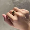 Made in italy designer F Ring Extravagant enamel hollow Gold Silver Rose Stainless Steel letter Rings black white Women men weddin216e