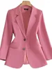 Costumes pour femmes Femmes élégantes Blazer Y2k Mode Col rabattu Veste à manches longues Manteaux Printemps 2024 Casual Solid Office Ladies Blazers Coat