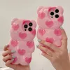 3D Cute Love Love Pink Bear Phone Case for iPhone 15 Pro 14 Plus 13 12 Pro Max 11promax Soft Silicone TPU غطاء خلفي