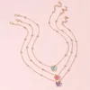 Collana per bambini Instagram personalizzata colorata con gocce di olio con piccola farfalla con ciondolo a catena con clavicola, set di gioielli Pe