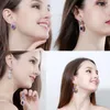 Collares Beaqueen Romántico Gran Flor Gota Púrpura Cristal Pendientes Largos para Mujeres Declaración Corazón Oval Redondo Cuadrado Cz Joyería Del Oído E294