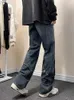 Jeans pour hommes Style américain High Street Mode Hip Hop Y2K Bouton Tendance Noir Bleu Pantalon Slim Lâche Droit Travail