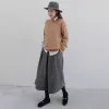 ルーズウールのワイドレッグスカートパンツ女性プリーツカジュアルパンツ冬の秋のストレートズボン弾性ハイウエストファットレッグ
