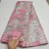 African Brocade Lace Jacquard Fabric Nigerian Floral Damask Cloth Organza French Tulle Net Dress Tissus Material DJO30 240104