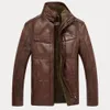 Теплая флисовая куртка с длинным рукавом для мужчин из искусственной кожи с воротником-стойкой и подкладкой на молнии, короткая 240105