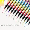 12pcs Nail Art Graffiti Pen Set Nail Markers Ecofriendly Waterproof Drawing Painting Liner Brush DIY Nail Polish Accessories 240105