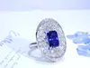 Anéis de cluster SFL2024 Anel de safira Real Pure 18K Natural Royal Blue Gemstones 4.05ct Diamantes Pedras Feminino