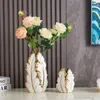 Nordic light luxury gold painted ceramic high-end vases personalized living room porch decoration TV cabinet creative home d 240105