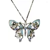 Hänge halsband Stylish Vintage Rhinestone Cutout Oil Drop Farterfly Necklace