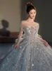 Luxurious Plus Size Ball Dresses 2024 Designer Bling Shiny Appliques Crystals V-Neck Bridal Gown Wedding Gowns Rhinestone Vintage Robe De Mariage 403