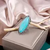 Bagues de cluster 2024 Bohême Vintage Ovale Turquoise pour Femmes Filles Mode Personnalité Colorée Personnalité Géométrique Cadeaux En Métal