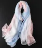 Новый весенний однотонный шелковый шарф для женщин. Женские длинные мягкие банданы с градиентом, накидки и шали, пляжный женский платок больших размеров Y2010078359323