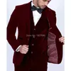 Jackets Bury Veet Men Suits Slim Fit for Wedding 3 Piece American Style Prom Dinner Groom Tuxedos Fashion Jacket with Pants Vest