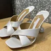 Satin Sandals High Heeled Slippers Studded Leather Sole Sandal Abnormal Heels For Womens Slipper Luxury Designers factory footwear
