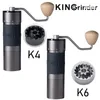 Kingrinder K4 K6 manual coffee grinder portable mill 420stainless steel 48mm stainless plating burr 240104