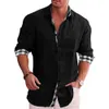 Camicie da uomo in cotone e lino Camicetta casual allentata Maglietta a maniche lunghe con griglia Autunno Plus Size 5xl Moda bello t 240105