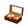 Embers Luxury Wood Grain Watch Box 3 Slots Velure Quartz Mechanical Watch Box Series Storage Box 240104