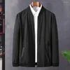 Men's Jackets 1Pc Men Coat Zipper Closure Outerwear Stylish Loose Fall Winter Stand Collar Mid Length Cardigan Jacket For