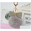 Keychains & Lanyards Rex Rabbit Hair Ball Key Ring With Diamond Pu Bow-Knot 16 Color Choose Alloy Fashion Bags Keychains Drop Deliver Dhujn