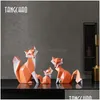 Decorative Objects Figurines Creative Foxes Statue Animal Figurine Resin Home Decor Art Scpture Modern Living Room Tv Cabinet Desk Dhal7