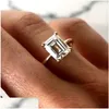 Band Rings 2021 Fashions Women Sterling Sier 925 Jewelery Classic Engagement Ring Emerald Cut Diamond Drop Delivery Jewely Dhaii XWQQC