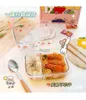 Bento Boxes cartoon Glass Lunch Box for Kids Student Meal Prep Containers Microwave Bento Box with Compartment Food Leakproof Storage Box YQ240105