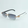 Endlose Luxus-Diamant-Sonnenbrille 3524012, natürliche Mischhorn-Brillenlinse, Stärke 3,0