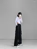 Women's Pants Wide Leg Cargo High Street Fashion Cool Thin Drawstring Strap Straight Tube Mop Casual