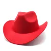 Büyük boy batı kovboy şapka erkek kadınlar vintage beyefendi caz cowgirl panama güneş kapağı geniş kısrak cloche kilise fedora şapkalar