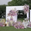 Purple Wedding Decoration Rose Artificial Flower Row Arrangement Simulering Floral Wedding Scene Layout T Stage Road Lead Props 240105