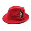 Chapeau Fedora en laine pour hommes et femmes, pour l'hiver et l'automne, élégant dame Gangster Trilby en feutre, chapeau de Jazz d'église, 55-58CM, nouvelle collection