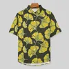 Men's Casual Shirts Ginko Biloba Print Yellow Leaves Vacation Shirt Hawaiian Cool Blouses Man Graphic Big Size