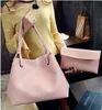 Mode plaine fourre-tout sac à main ensemble de 2 femmes rose sac à provisions dame gris marron pochette 240104