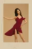 Palco desgaste adulto feminino dança latina top preto/vermelho suspender collant para mulheres dançarinas prática roupas desempenho veste l22282