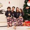 Mulheres sleepwear natal pai-filho pijama conjunto família nightwear mulheres homens criança papai noel impresso calças de manga comprida roupas de casa