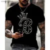 Herr t-shirts herrkvalitet mode t-shirts casual gata kort ärm dollartecken heta borr män kläder tee toppar o-hals rhinestone tshirt y2k t240105