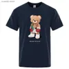 Homens camisetas Forte Boxer Teddy Bear Nunca Desista Imprimir T-shirt Engraçado Homens Algodão Casual Mangas Curtas Soltas Oversize S-XXXL Tee Roupas T240105