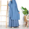 Ethnische Kleidung Abayas für Frauen 2-teiliges Set Muslimisches Gebetsgewand Abaya Langes Khimar Hijab mit Kleid Ramadan Eid Islamische Kleidung Niqab