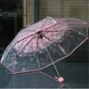 Guarda-chuvas Romântico Transparente Flores Claras Bolha Cúpula Bonito Designer Goth Guarda-chuva para Vento Chuva Pesada Mulheres Sol Guarda-chuva YQ240105