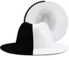 Svart vit lapptäcke ull filt jazz fedora hatt kvinnor unisex bred brim panama party trilby cowboy cap män gentleman bröllop hatt 224331067