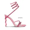 Rene Caovilla Stileetto RC Heel Sandalsイブニングシューズ女性ハイヒール高級デザイナーアンクルラップアラウンドシューズレディハイヒールパーティーウェディングブライダルヒール