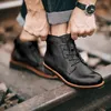 Botas masculinas de couro artesanal retro dedo do pé redondo tornozelo 2023 outono inverno punk estilo rua motocicleta y botines 240105