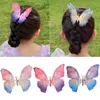 Acessórios de cabelo 1 peça asas móveis borboleta hairpin gaze gradiente cor hairgrip pérola grande clipd diy doce crianças headwear