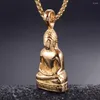 Pendant Necklaces 316L Stainless Steel Amitabha Buddha Necklace For Women Men Vintage Punk Statue Sweater Chain